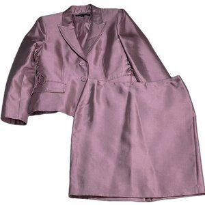 ANNE KLEIN Occasion Skirt Suit Dusty Rose Silk and Wool Corset Womens Size 8P